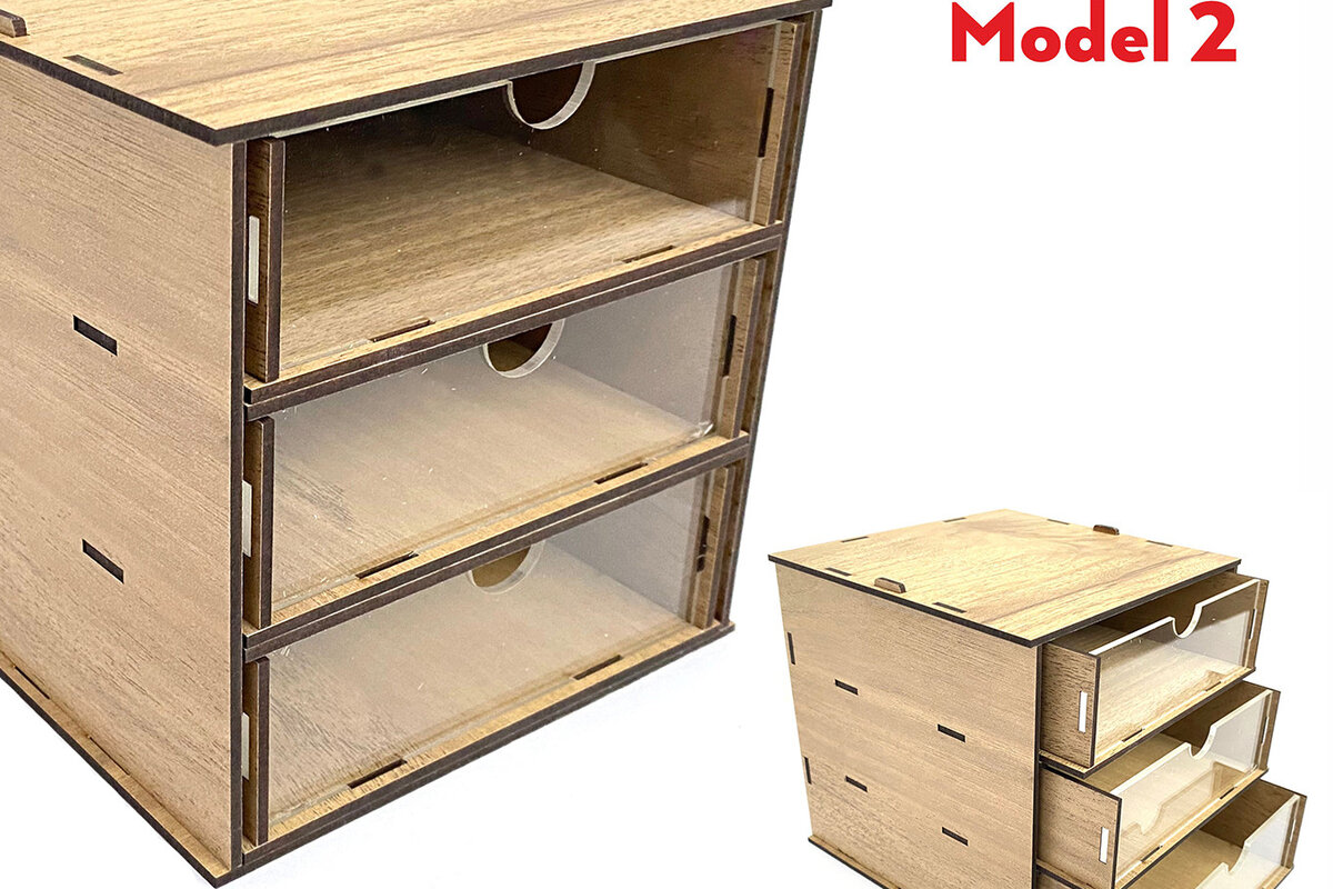 Intra απο ξύλο plywood  Χρώμα wenge 3mm-4mm πάχος - Desktop Organizer , Hobby Storage Box Δίασταση 15x15 cm INTRAFABR-123621051