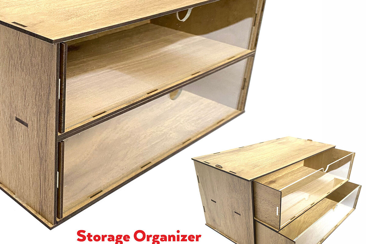 Intra απο ξύλο plywood  Χρώμα wenge 3mm-4mm πάχος - Desktop Organizer , Hobby Storage Box Δίασταση 15x30 cm INTRAFABR-123434418