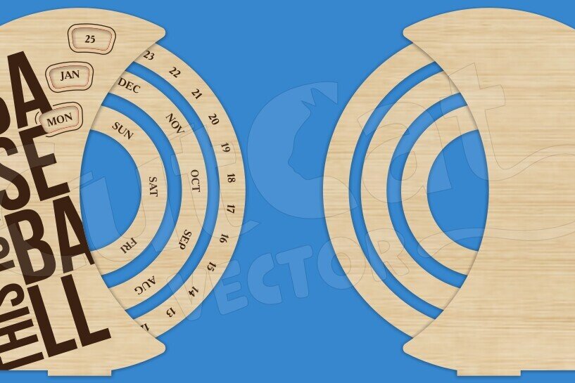 Σετ των 2 Intra απο ξύλο plywood  Χρώμα wenge 3mm-4mm πάχος - Επιτραπέζιο Διαρκές Ημερολόγιο για Μπέιζμπολ Δίασταση 4x4 cm INTRAFABR-123434417