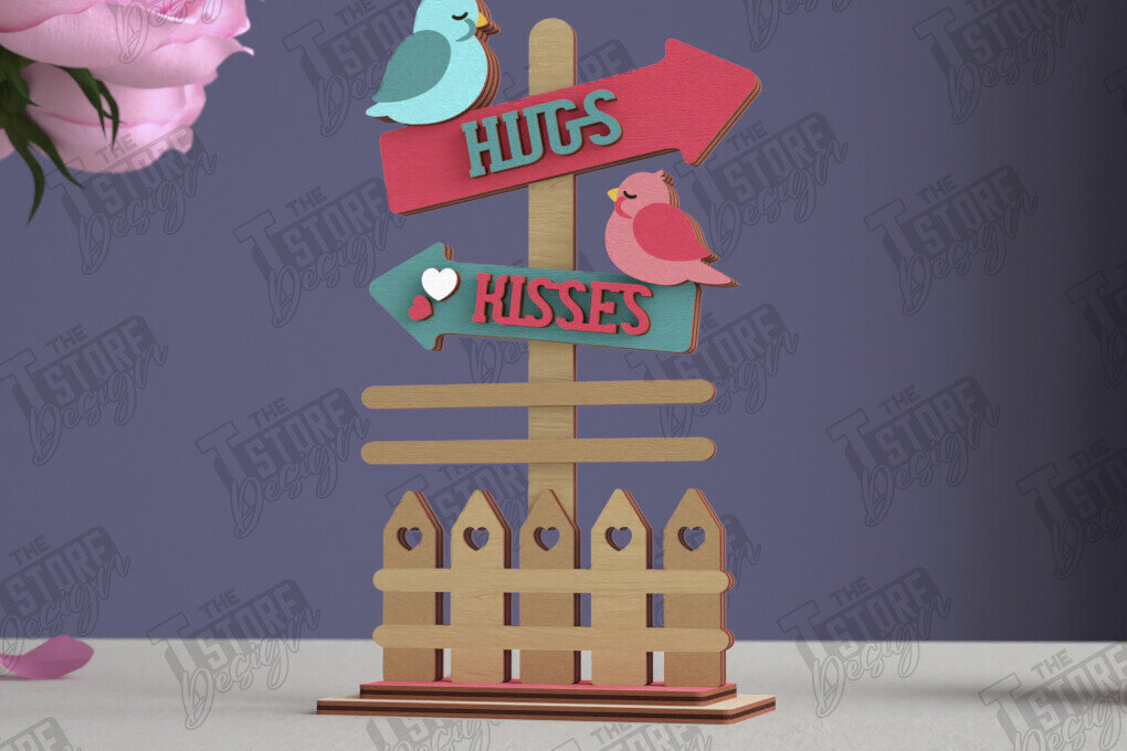 Intra απο ξύλο plywood  Χρώμα wenge 3mm-4mm πάχος - Επιτραπέζιο Πινακίδα κατεύθυνσης Αγίου Βαλεντίνου|CNC Δίασταση 20x20 cm INTRAFABR-119086006