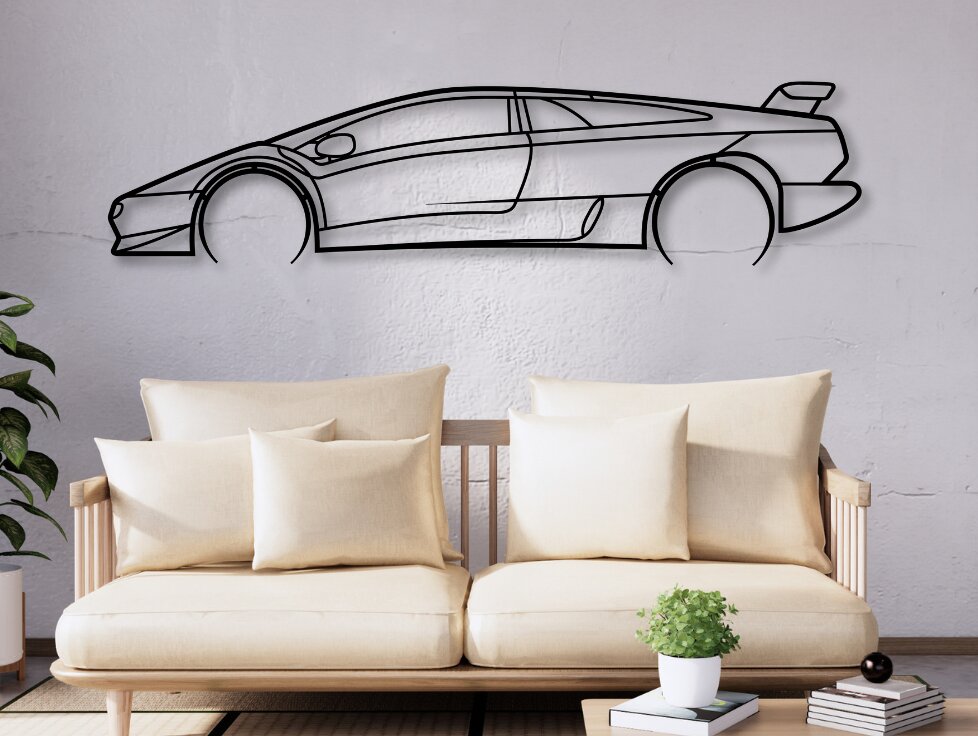 Σετ των 2 Intra απο ξύλο plywood  Χρώμα wenge 3mm-4mm πάχος - Diablo Car Silhouette Dxf Δίασταση 20x20 cm INTRAFABR-85984563