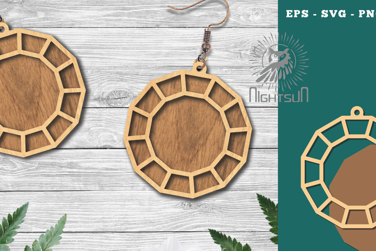 Σετ των 3 Intra απο ξύλο plywood  Χρώμα wenge 3mm-4mm πάχος - Διαμαντένια σκουλαρίκια κοπής με λέιζερ 2 Δίασταση 3x3 cm INTRAFABR-110258780