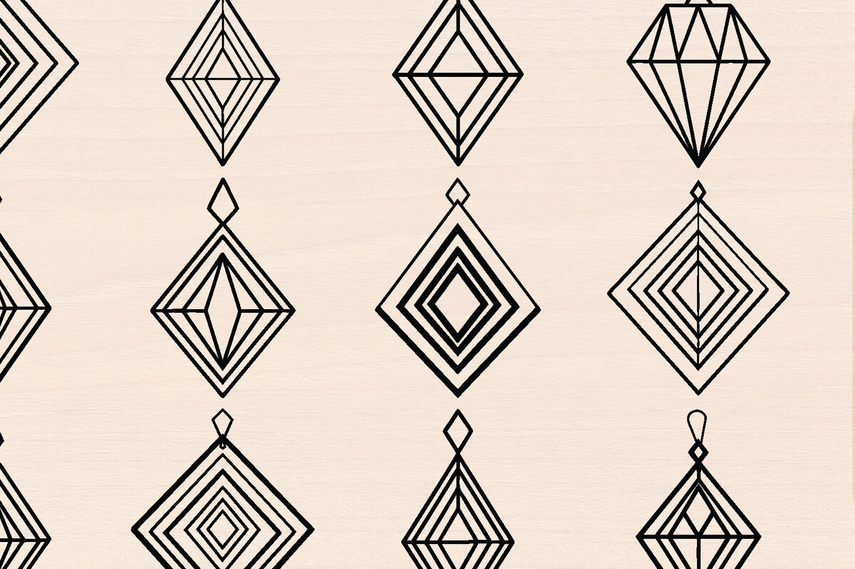 Σετ των 3 Intra απο ξύλο plywood  Χρώμα wenge 3mm-4mm πάχος - Ξύλινα σκουλαρίκια σε σχήμα διαμαντιού Δίασταση 3x3 cm INTRAFABR-109736962