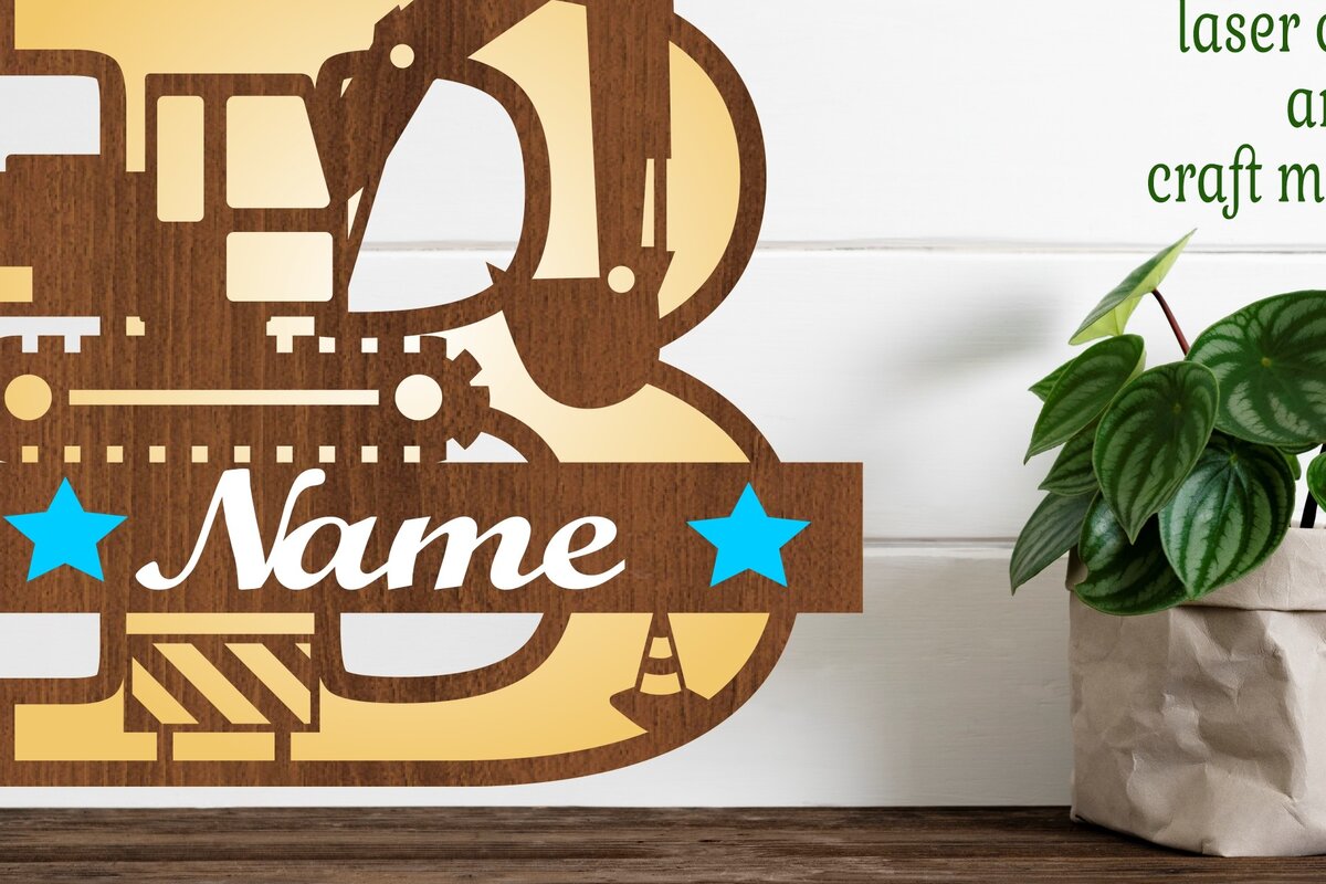 Intra απο ξύλο plywood  Χρώμα wenge 3mm-4mm πάχος - Digger Capital Monogram Letter B Δίασταση 30x20 cm INTRAFABR-96924930