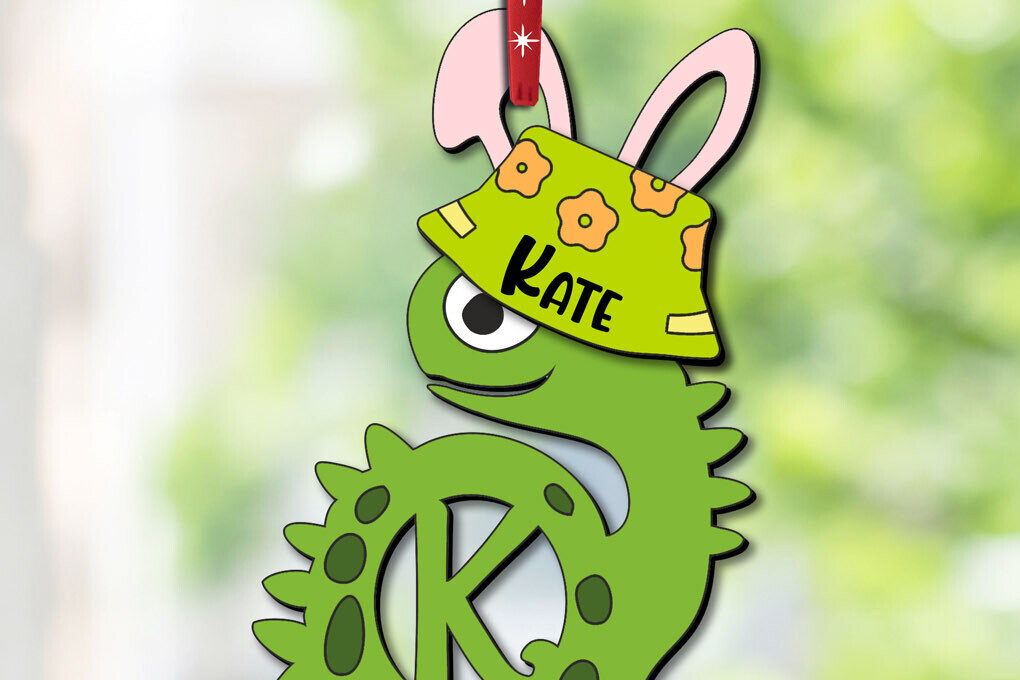 Σετ των 2 Intra απο ξύλο plywood  Χρώμα wenge 3mm-4mm πάχος - Dino Letter K Πασχαλινό Καλάθι Όνομα Ετικέτα Δίασταση 6x6 cm INTRAFABR-85704088