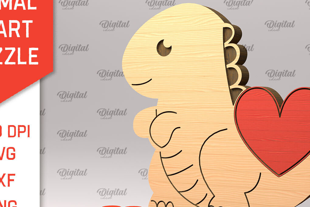 Intra απο ξύλο plywood  Χρώμα wenge 3mm-4mm πάχος - Dino Wooden Puzzle Δίασταση 30x20 cm INTRAFABR-90040359