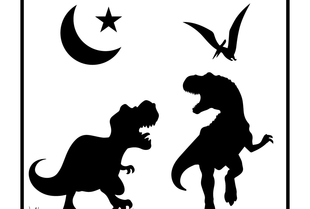 Intra απο ξύλο plywood  Χρώμα wenge 3mm-4mm πάχος - 3D Dinosaur with Moon Silhouette Δίασταση 30x20 cm INTRAFABR-90039632