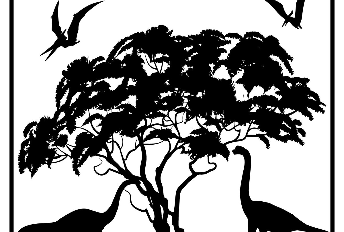 Intra απο ξύλο plywood  Χρώμα wenge 3mm-4mm πάχος - 3D Dinosaur με σιλουέτα δέντρου Δίασταση 30x20 cm INTRAFABR-90039728