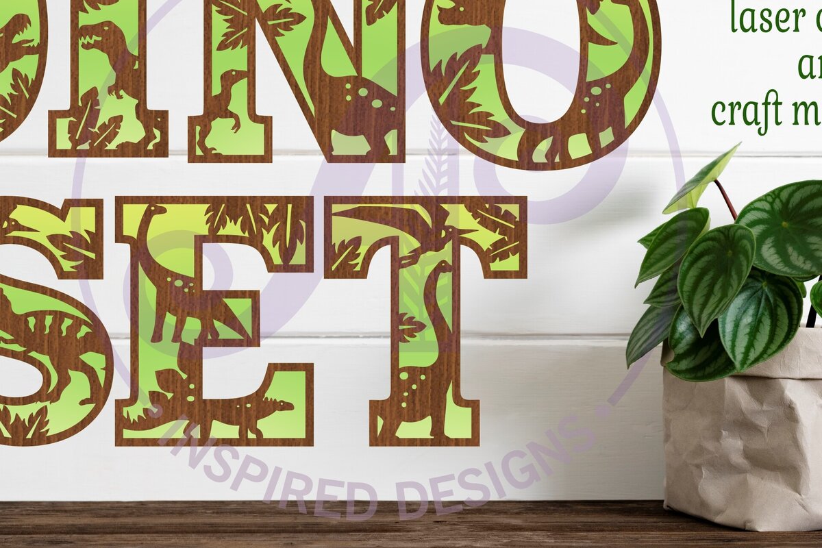 Intra απο ξύλο plywood  Χρώμα wenge 3mm-4mm πάχος - Dinosaur Alphabet Letter Set 2 Layer X50 Δίασταση 30x20 cm INTRAFABR-90039821