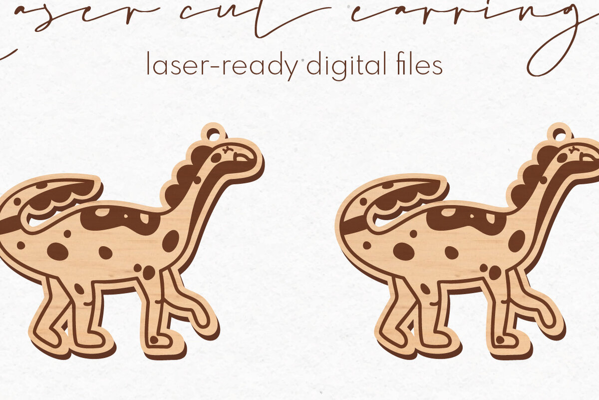 Σετ των 3 Intra απο ξύλο plywood  Χρώμα wenge 3mm-4mm πάχος - κοπής με λέιζερ σκουλαρίκια Dinosaur Δίασταση 3x3 cm INTRAFABR-85167427