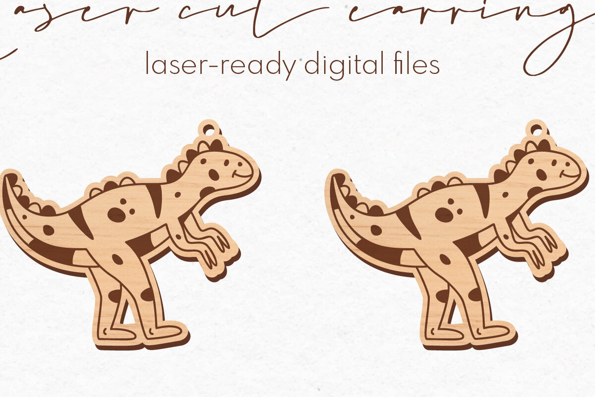 Σετ των 3 Intra απο ξύλο plywood  Χρώμα wenge 3mm-4mm πάχος - κοπής με λέιζερ σκουλαρίκια Dinosaur Δίασταση 3x3 cm INTRAFABR-96500321