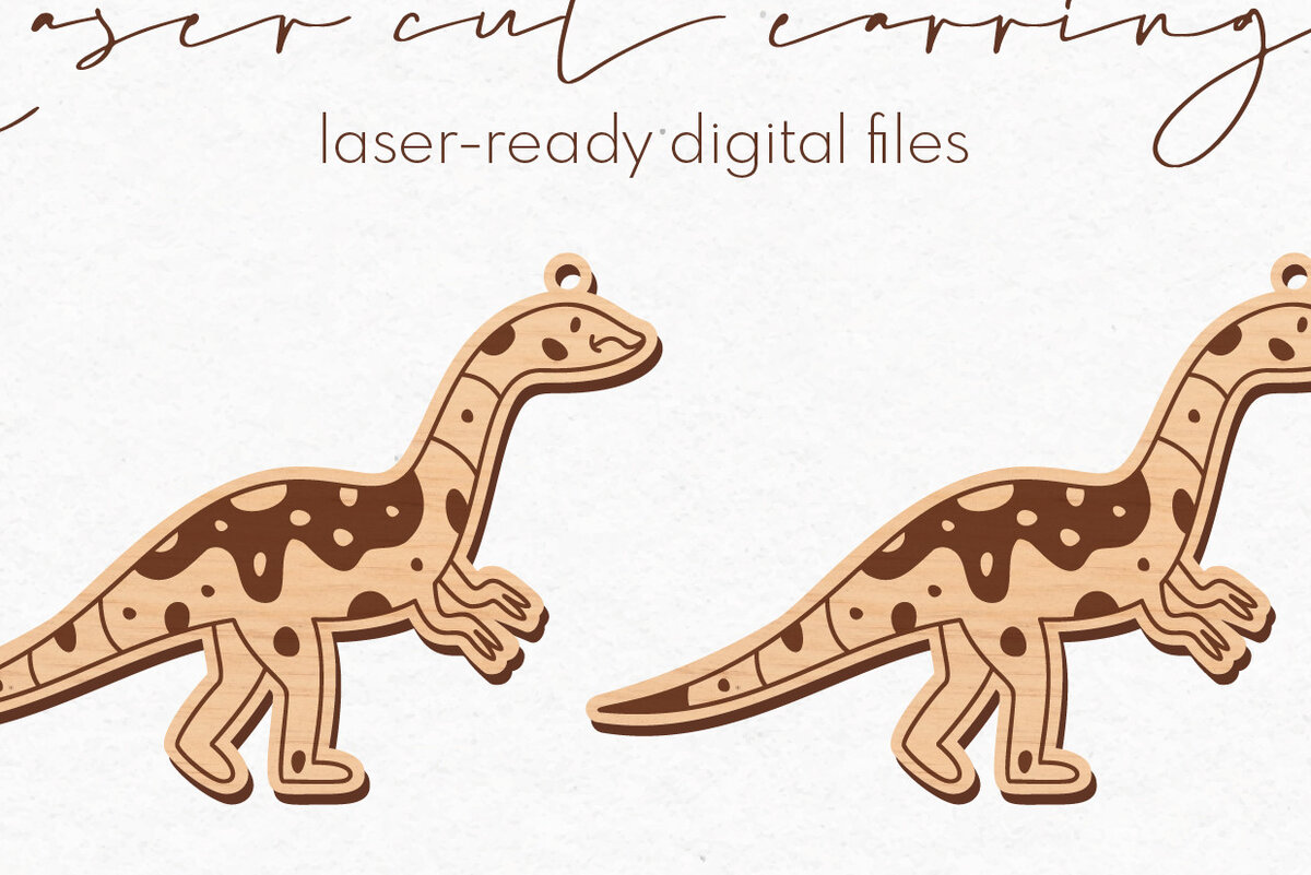 Σετ των 3 Intra απο ξύλο plywood  Χρώμα wenge 3mm-4mm πάχος - κοπής με λέιζερ σκουλαρίκια Dinosaur Δίασταση 3x3 cm INTRAFABR-96500326