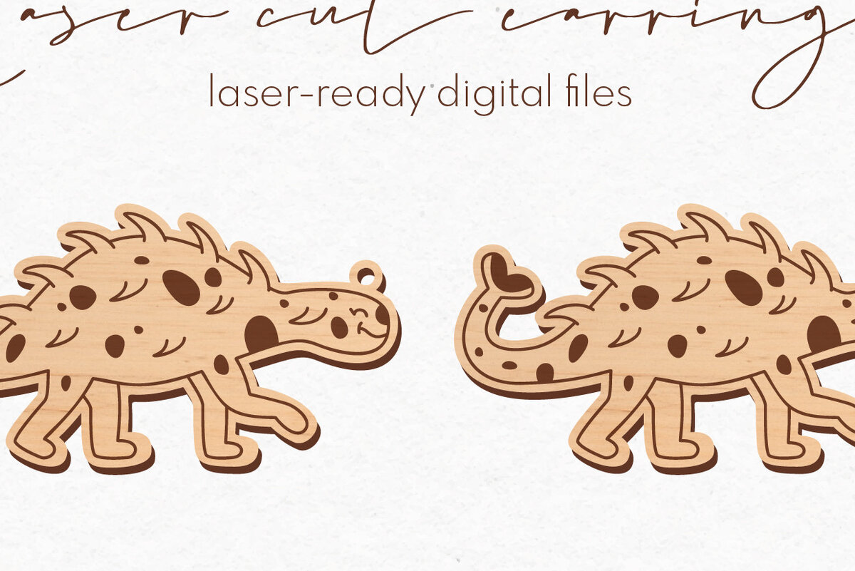 Σετ των 3 Intra απο ξύλο plywood  Χρώμα wenge 3mm-4mm πάχος - κοπής με λέιζερ σκουλαρίκια Dinosaur Δίασταση 3x3 cm INTRAFABR-96500335