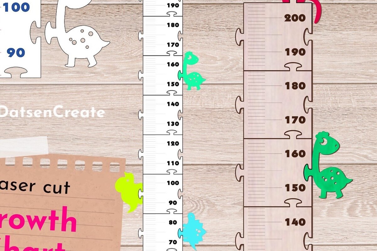 Intra απο ξύλο plywood  Χρώμα wenge 3mm-4mm πάχος - Διάγραμμα ανάπτυξης ύψους δεινοσαύρων, Ruller Δίασταση 30x20 cm INTRAFABR-96846969