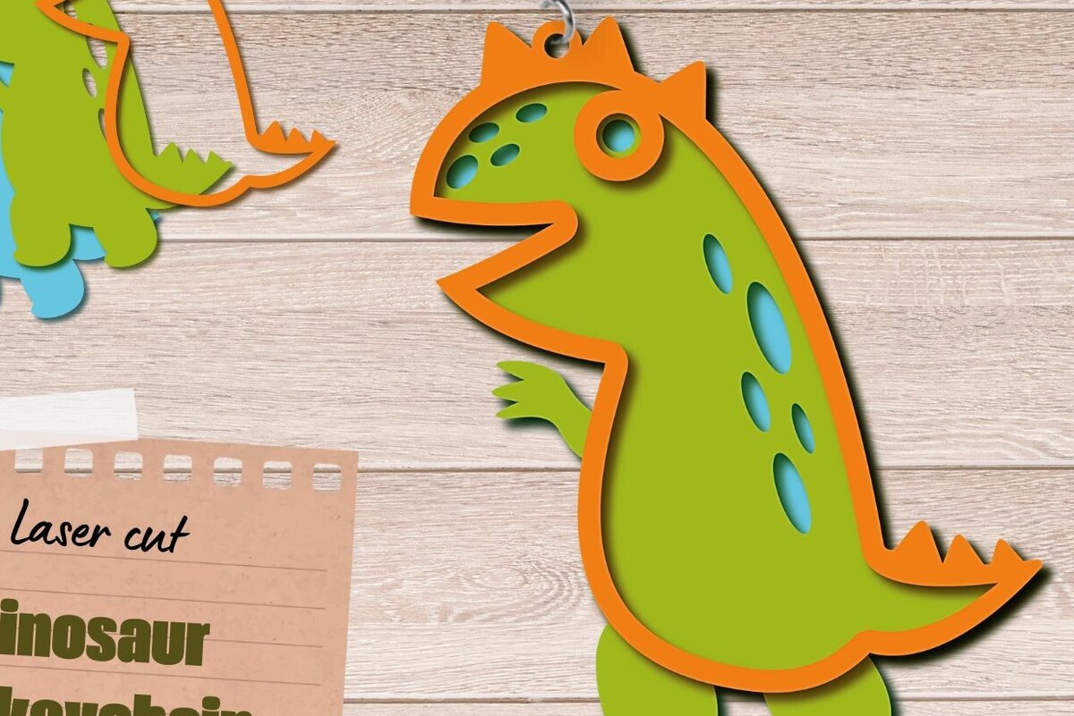 Σετ των 3 Intra απο ξύλο plywood  Χρώμα wenge 3mm-4mm πάχος - Μπρελόκ Dinosaur, Dino 3d Δίασταση 3x3 cm INTRAFABR-122404982