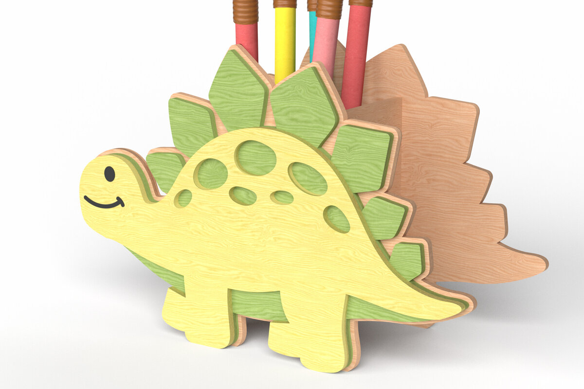 Intra απο ξύλο plywood  Χρώμα wenge 3mm-4mm πάχος - Dinosaur Pen Holder – Kids Gift Δίασταση 30x20 cm INTRAFABR-117448433