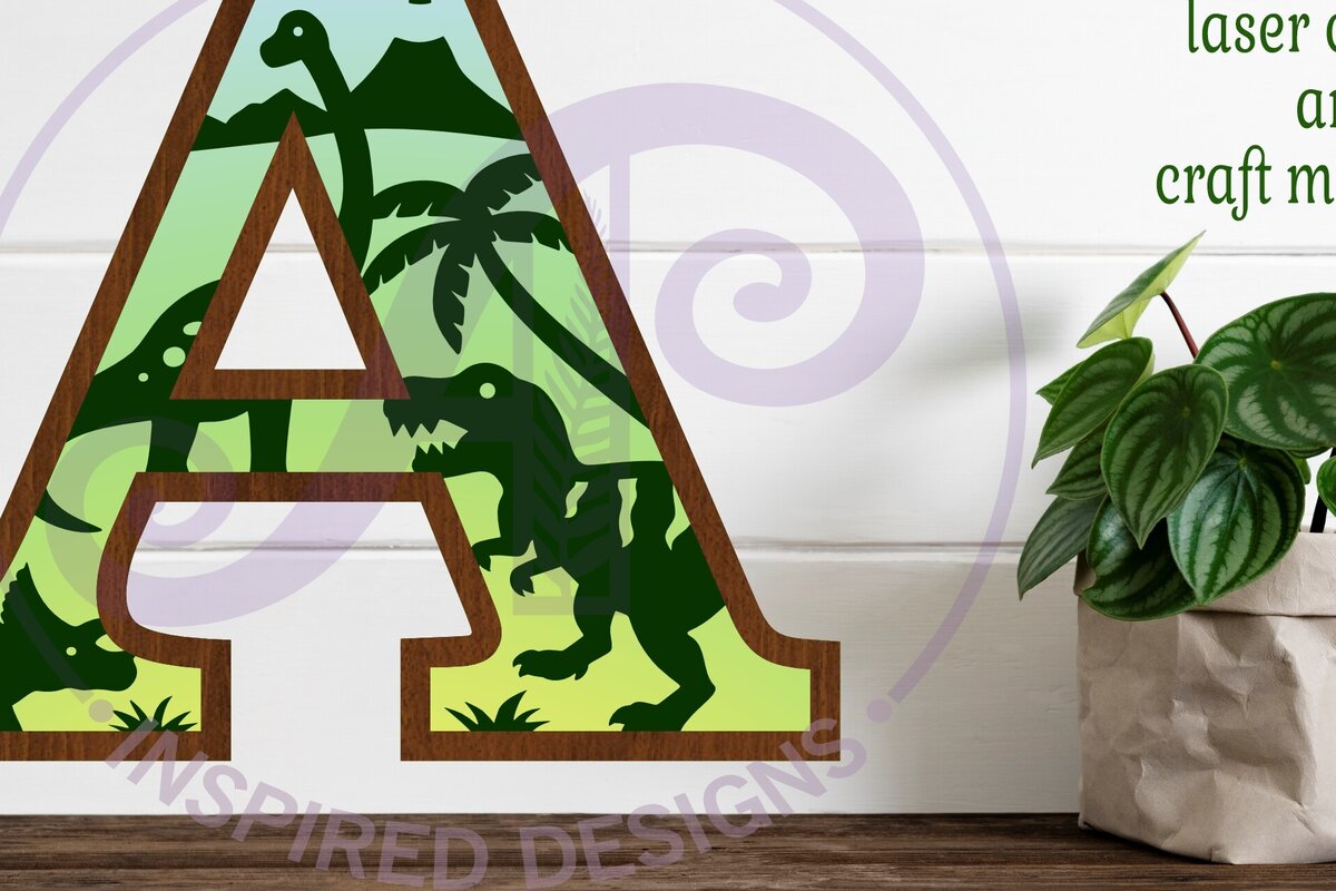 Intra απο ξύλο plywood  Χρώμα wenge 3mm-4mm πάχος - Dinosaurs Large a Wall Letter 3 Layer Δίασταση 30x20 cm INTRAFABR-119252321