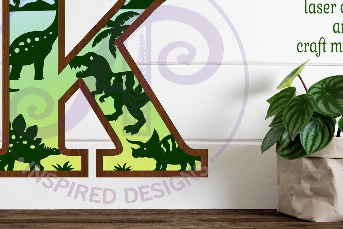 Intra απο ξύλο plywood  Χρώμα wenge 3mm-4mm πάχος - Dinosaurs Large K Wall Letter 3 Layer Δίασταση 30x20 cm INTRAFABR-80682136