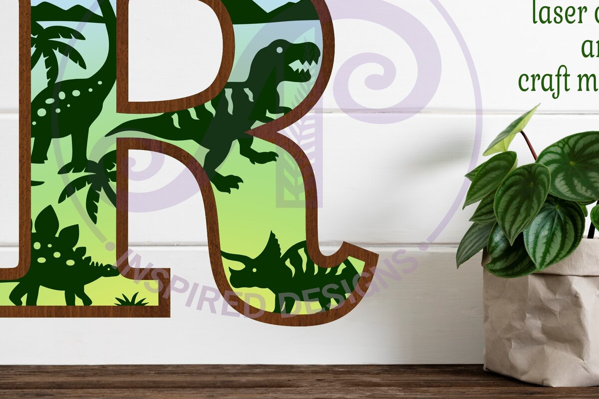 Intra απο ξύλο plywood  Χρώμα wenge 3mm-4mm πάχος - Dinosaurs Large R Wall Letter 3 Layer Δίασταση 30x20 cm INTRAFABR-100544912