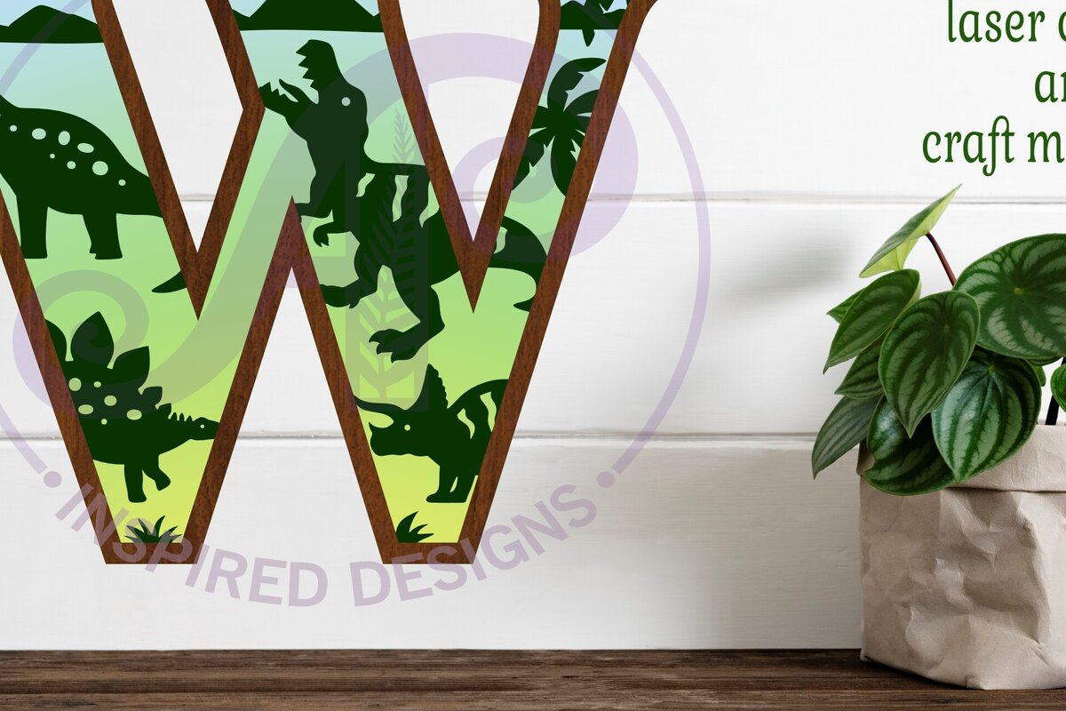 Intra απο ξύλο plywood  Χρώμα wenge 3mm-4mm πάχος - Dinosaurs Large W Wall Letter 3 Layer Δίασταση 30x20 cm INTRAFABR-78460468