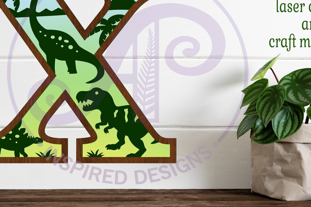 Intra απο ξύλο plywood  Χρώμα wenge 3mm-4mm πάχος - Dinosaurs Large X Wall Letter 3 Layer Δίασταση 30x20 cm INTRAFABR-25964325