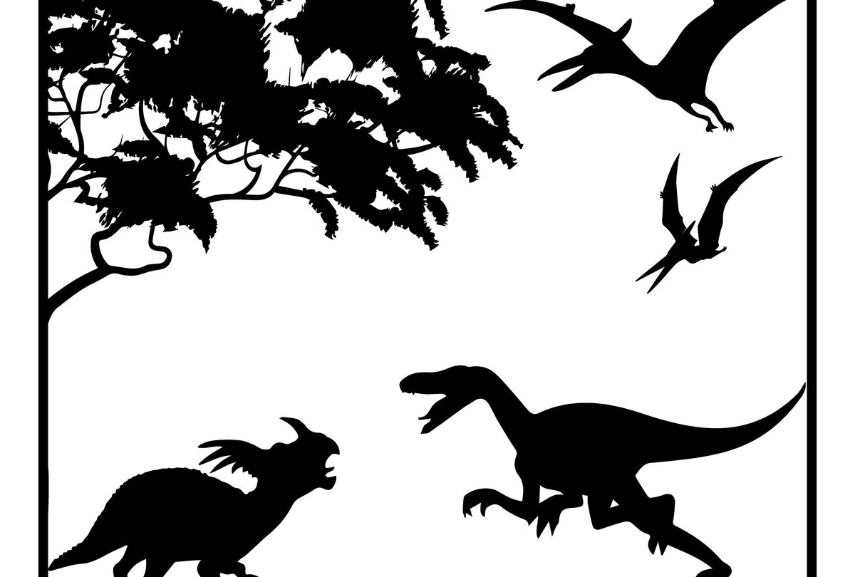 Intra απο ξύλο plywood  Χρώμα wenge 3mm-4mm πάχος - Δεινοσαύρων Silhouette Δίασταση 30x20 cm INTRAFABR-84108818