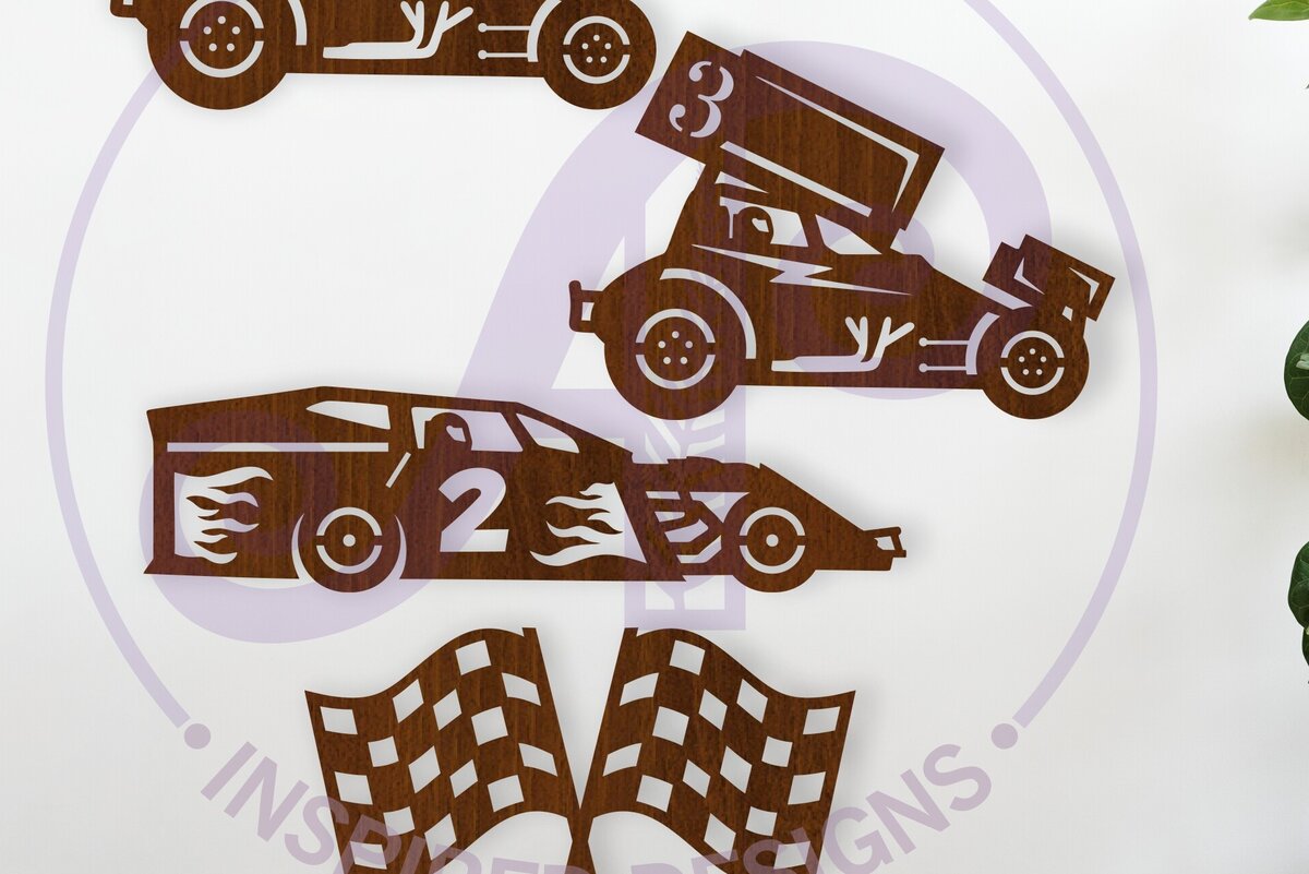 Intra απο ξύλο plywood  Χρώμα wenge 3mm-4mm πάχος - με αποκοπές λέιζερ Dirt Race Cars Δίασταση 30x20 cm INTRAFABR-84108988
