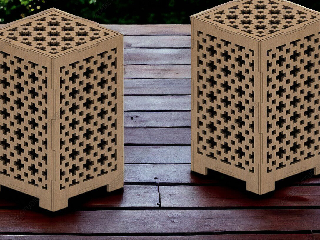 Σετ των 2 Intra απο ξύλο plywood  Χρώμα wenge 3mm-4mm πάχος - DIY Ξύλινα Φωτιστικά Επιτραπέζιου & Θήκες ρεσώ Δίασταση 4x4 cm INTRAFABR-106333837