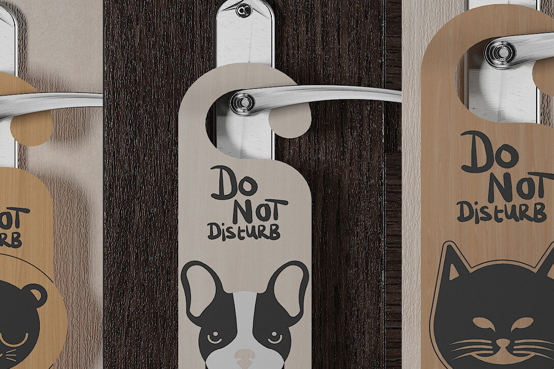 Intra απο ξύλο plywood  Χρώμα wenge 3mm-4mm πάχος - Μην ενοχλείτε Dog Cat Animal Signs 269 Δίασταση 30x20 cm INTRAFABR-36575680