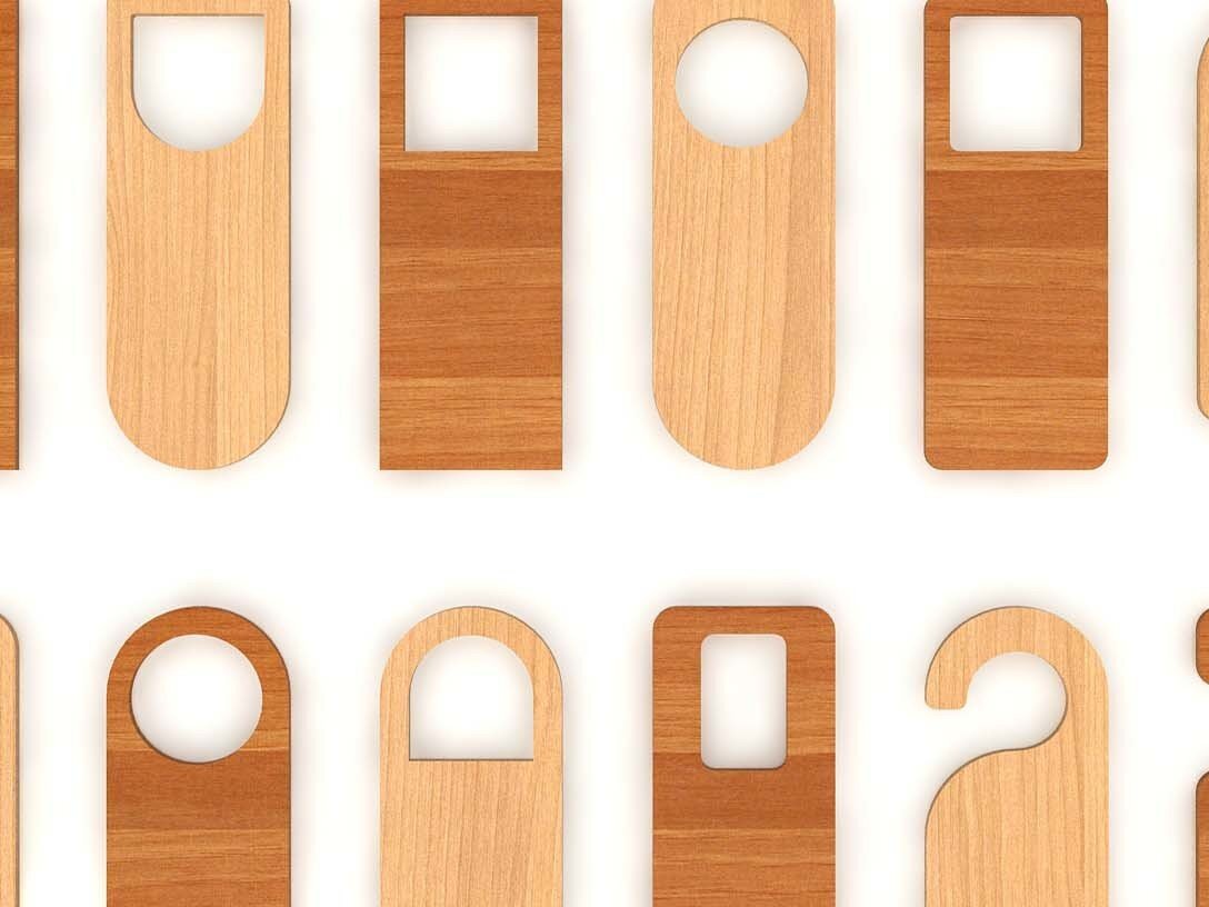 Intra απο ξύλο plywood  Χρώμα wenge 3mm-4mm πάχος - Πακέτο κρεμάστρες πόμολο πόρτας Do Not Disturb Δίασταση 30x20 cm INTRAFABR-36575608