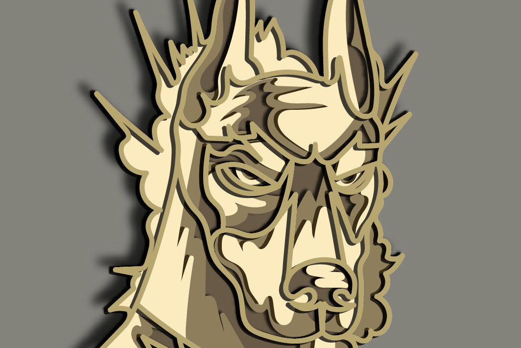 Intra απο ξύλο plywood  Χρώμα wenge 3mm-4mm πάχος - Doberman Dog Multilayer /Vector Dog Δίασταση 30x20 cm INTRAFABR-83720347