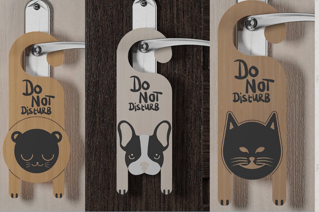 Σετ των 2 Intra απο ξύλο plywood  Χρώμα wenge 3mm-4mm πάχος - Πινακίδες λαβής πόρτας σκύλου & γάτας 219 Δίασταση 4x4 cm INTRAFABR-122314287