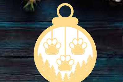 Σετ των 2 Intra απο ξύλο plywood  Χρώμα wenge 3mm-4mm πάχος - Χριστουγεννιάτικο στολίδι σκύλου ό λέιζερ τοίχου Δίασταση 6x6 cm INTRAFABR-122810310