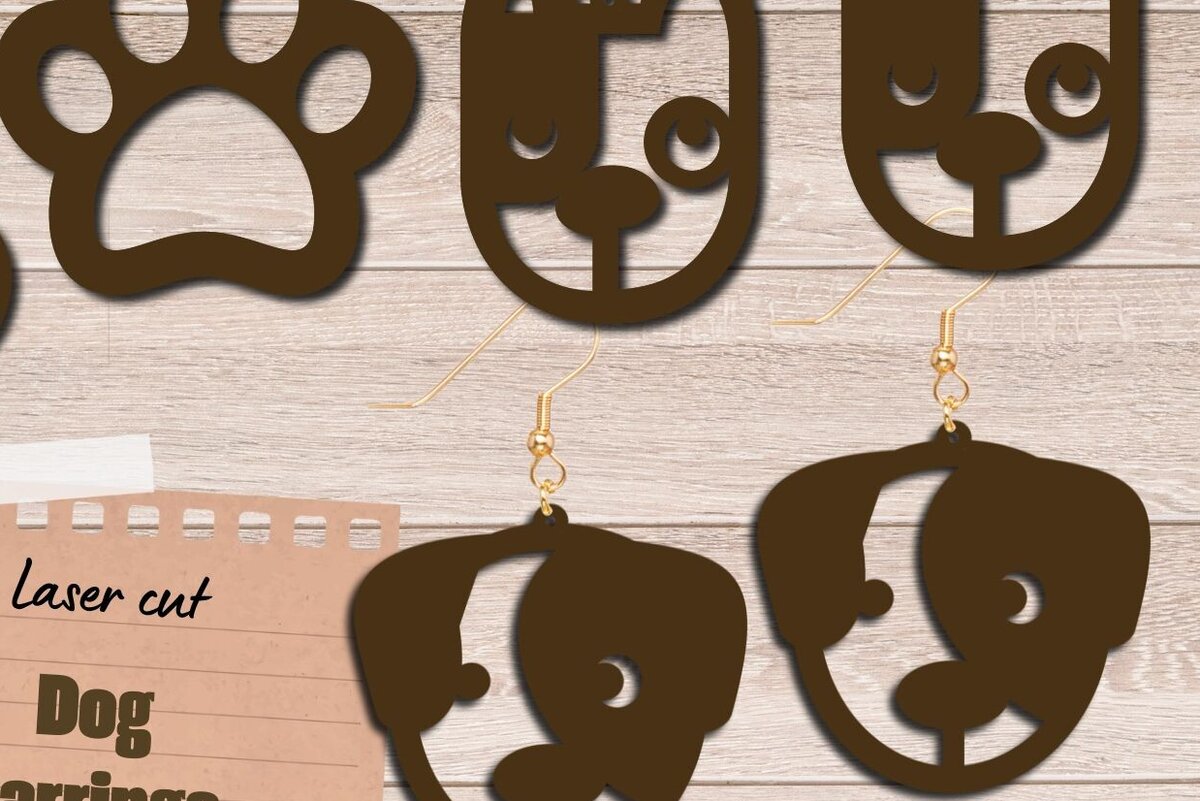 Σετ των 3 Intra απο ξύλο plywood  Χρώμα wenge 3mm-4mm πάχος - Dog Earrings , Dog Lovers Δίασταση 3x3 cm INTRAFABR-120218011