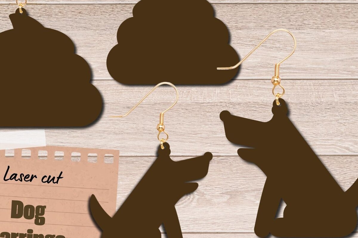 Σετ των 3 Intra απο ξύλο plywood  Χρώμα wenge 3mm-4mm πάχος - Dog Earrings , Dog Lovers Δίασταση 3x3 cm INTRAFABR-90233038