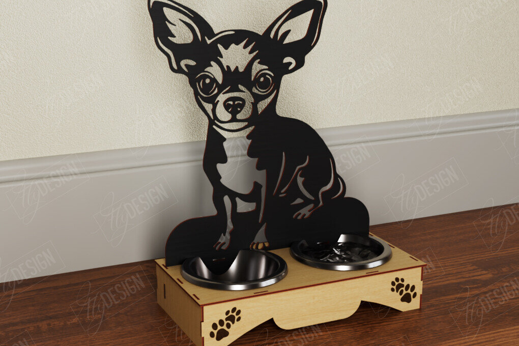 Intra απο ξύλο plywood  Χρώμα wenge 3mm-4mm πάχος - Βάση μπολ τροφής για σκύλους | Θήκη για μπολ φαγητού Δίασταση 30x20 cm INTRAFABR-98840048