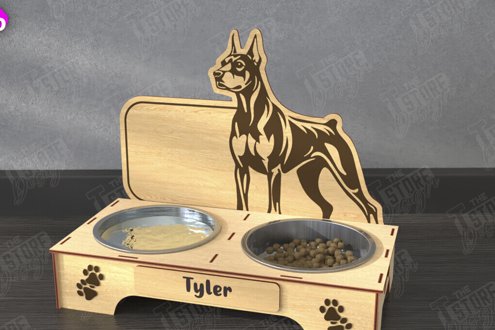 Intra απο ξύλο plywood  Χρώμα wenge 3mm-4mm πάχος - Βάση μπολ τροφής για σκύλους | Θήκη για μπολ φαγητού Δίασταση 20x20 cm INTRAFABR-34251756