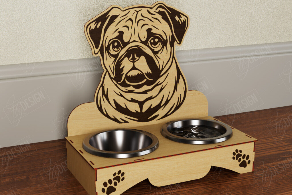 Intra απο ξύλο plywood  Χρώμα wenge 3mm-4mm πάχος - Βάση μπολ τροφής για σκύλους | Θήκη για μπολ φαγητού Δίασταση 30x20 cm INTRAFABR-68460111