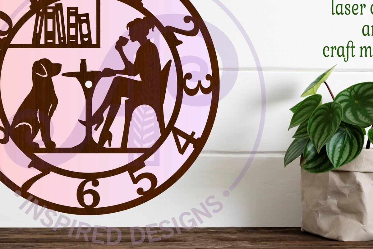 Intra απο ξύλο plywood  Χρώμα wenge 3mm-4mm πάχος - Dog Friendly Cafe Ρολόι τοίχου με λέιζερ Δίασταση 30x20 cm INTRAFABR-103868575