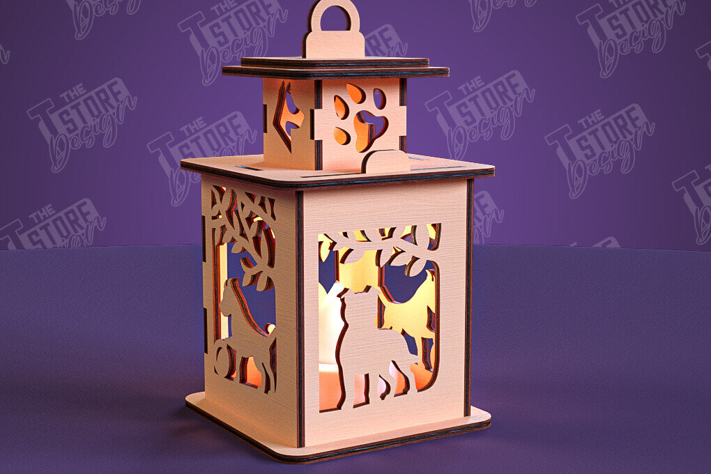 Intra απο ξύλο plywood  Χρώμα wenge 3mm-4mm πάχος - Φανάρι σκύλου | 3D Night Light | Κατοικία Κατοικίδια Δίασταση 20x20 cm INTRAFABR-92399593