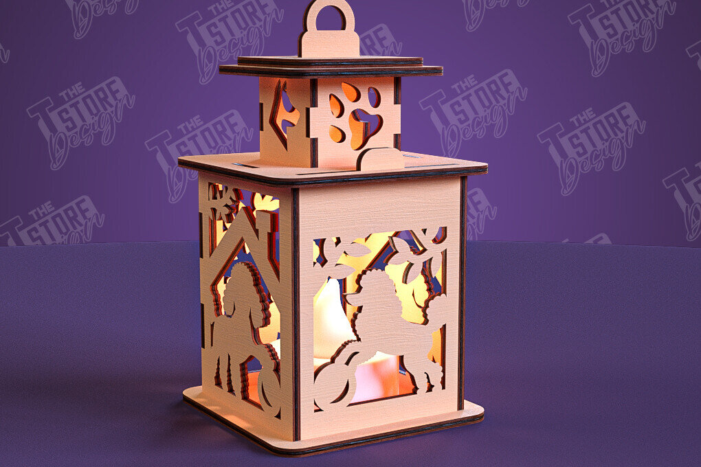 Intra απο ξύλο plywood  Χρώμα wenge 3mm-4mm πάχος - Φανάρι σκύλου | 3D Night Light | Κατοικία Κατοικίδια Δίασταση 20x20 cm INTRAFABR-100842127