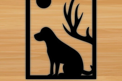 Intra απο ξύλο plywood  Χρώμα wenge 3mm-4mm πάχος - Λίμα με λέιζερ κοπής σκύλου διακόσμηση τοίχου Δίασταση 40x50 cm INTRAFABR-89537603