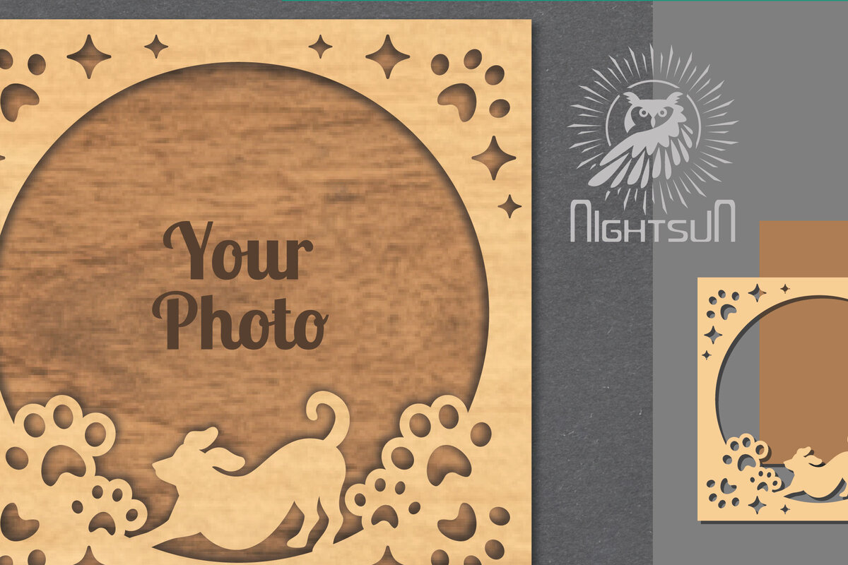 Intra απο ξύλο plywood  Χρώμα wenge 3mm-4mm πάχος - Κορνίζα φωτογραφιών κοπής με λέιζερ σκύλου 4 Δίασταση 20x25 cm INTRAFABR-31517686