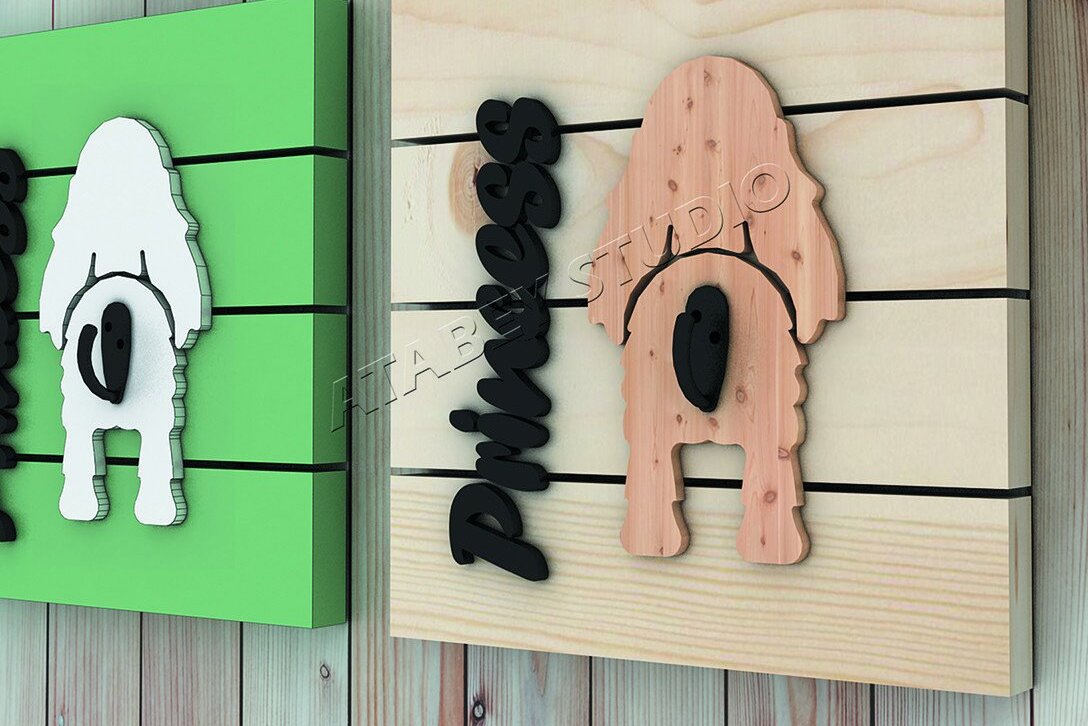 Σετ των 2 Intra απο ξύλο plywood  Χρώμα wenge 3mm-4mm πάχος - Κρεμάστρα λουριών σκύλου Δίασταση 20x20 cm INTRAFABR-103096427