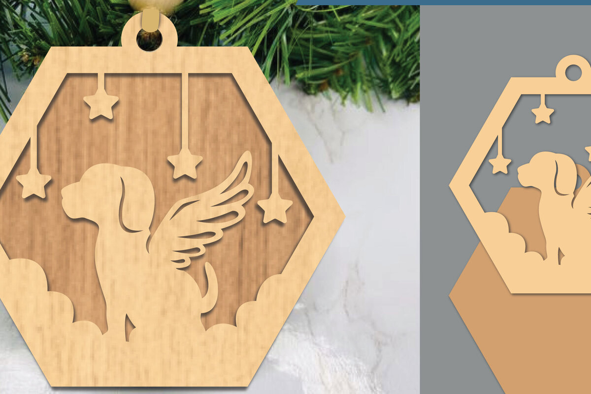 Σετ των 2 Intra απο ξύλο plywood  Χρώμα wenge 3mm-4mm πάχος - Στολίδι κοπής με λέιζερ αναμνηστικό σκύλου Δίασταση 6x6 cm INTRAFABR-101963598