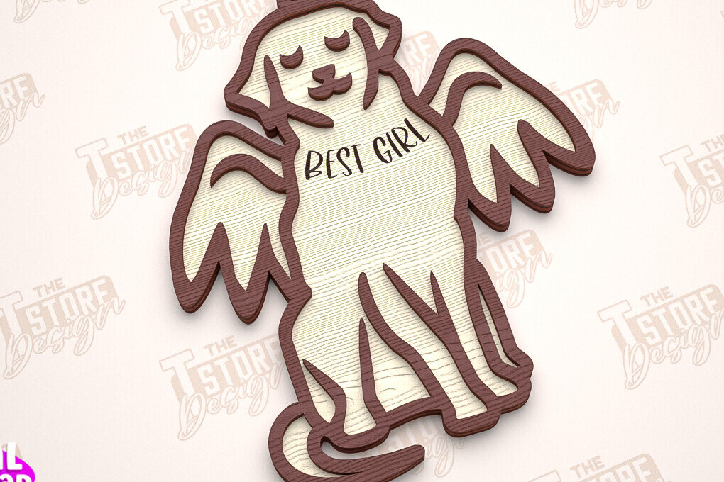 Σετ των 2 Intra απο ξύλο plywood  Χρώμα wenge 3mm-4mm πάχος - Στολίδι Μνήμης Σκύλου | Σκύλος Άγγελος | CNC Δίασταση 6x6 cm INTRAFABR-101963609