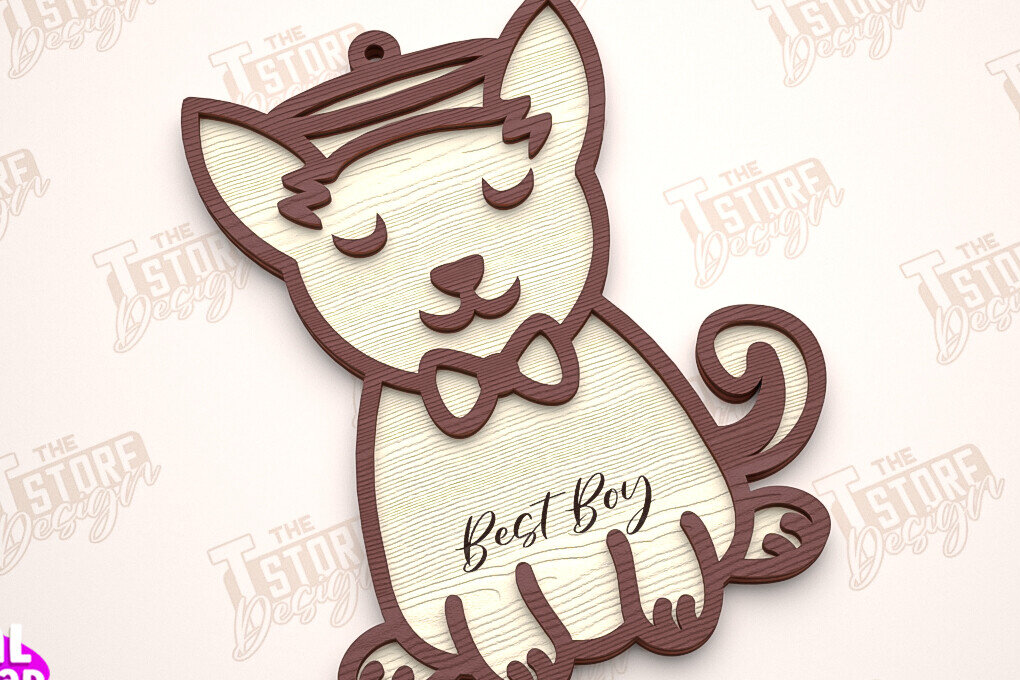 Σετ των 2 Intra απο ξύλο plywood  Χρώμα wenge 3mm-4mm πάχος - Στολίδι Μνήμης Σκύλου | Σκύλος Άγγελος | CNC Δίασταση 6x6 cm INTRAFABR-101963623