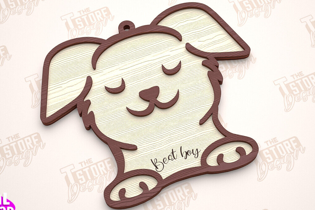 Σετ των 2 Intra απο ξύλο plywood  Χρώμα wenge 3mm-4mm πάχος - Στολίδι Μνήμης Σκύλου | Σκύλος Άγγελος | CNC Δίασταση 6x6 cm INTRAFABR-102198661