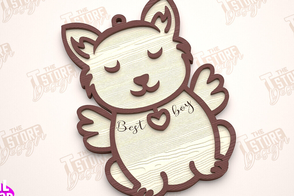 Σετ των 2 Intra απο ξύλο plywood  Χρώμα wenge 3mm-4mm πάχος - Στολίδι Μνήμης Σκύλου | Σκύλος Άγγελος | CNC Δίασταση 6x6 cm INTRAFABR-102199256