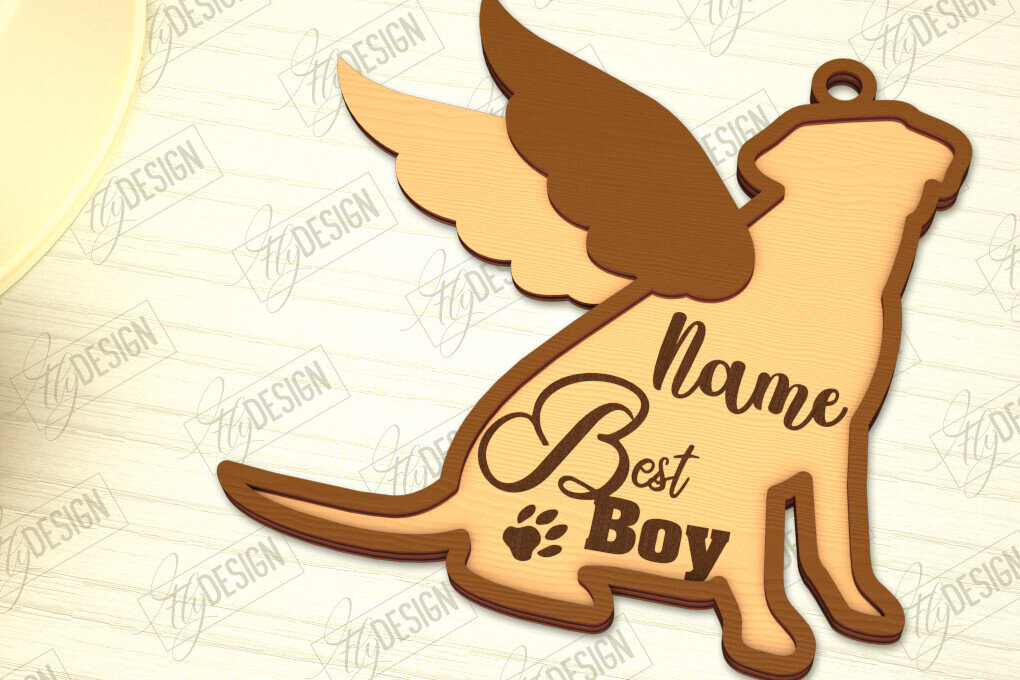 Σετ των 2 Intra απο ξύλο plywood  Χρώμα wenge 3mm-4mm πάχος - Στολίδι Μνήμης Σκύλου | Φτερά Αγγέλου |CNC Δίασταση 6x6 cm INTRAFABR-120218041